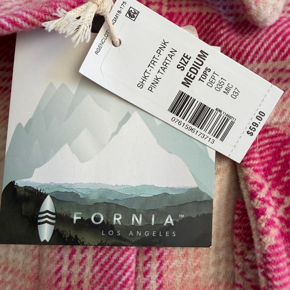 NWT Fornia Los Angeles Pink Tartan Plaid Shacket Shirt Jacket Women's Medium‎ - Picture 4 of 8